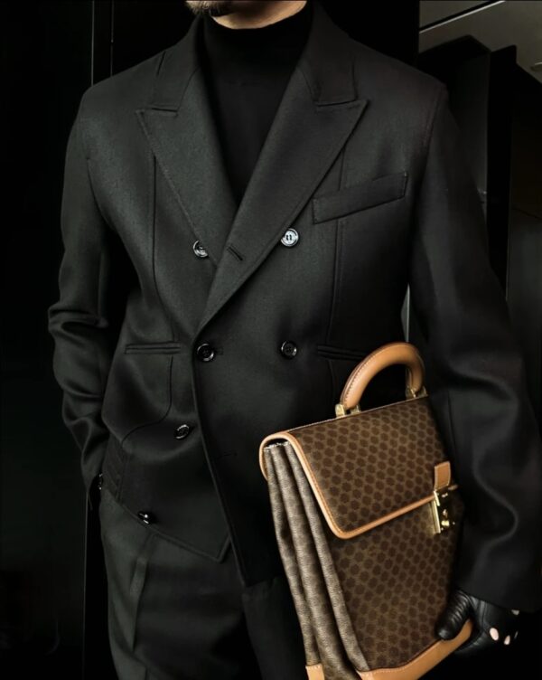 Hunting double-breasted eight-button twill wool jacket - Image 4