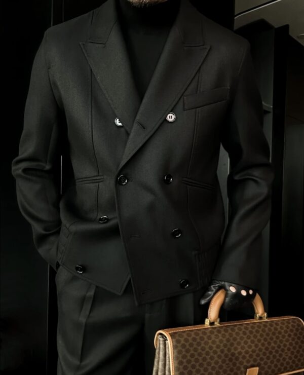 Hunting double-breasted eight-button twill wool jacket - Image 2