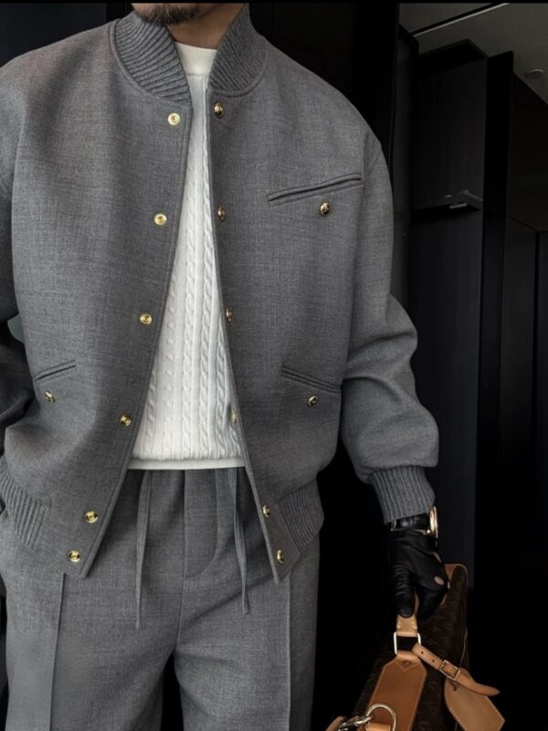 Baseball Collar Gold Button Jacket Set - Image 2